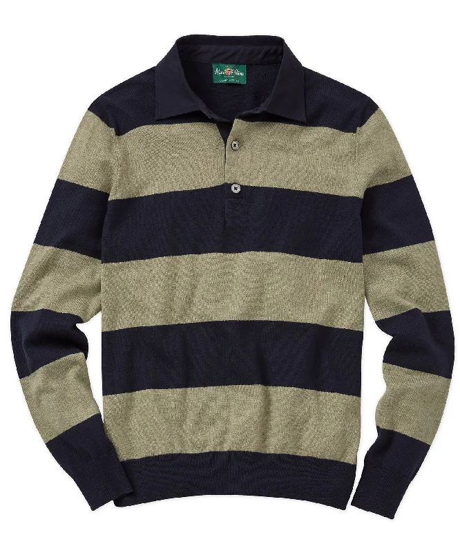 Tall Men's Button - Down Sweater in Mustard Yellow for a Pop of Color in SpringAlan Paine of England Cotton-Cashmere Rugby Stripe Sweater Tall Men's Button - Down Sweater in Mustard Yellow for a Pop of Color in SpringAlan Paine of England Cotton-Cashmere Rugby Stripe Sweater