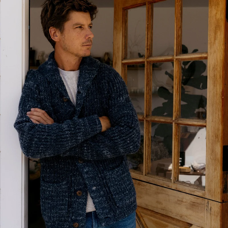 Plus Size Men's V - Neck Cashmere - Blend Sweater in Navy with Ribbed Trim for a Classic StyleAlfred's Shawl Cardigan Sweater - Insignia Blue Plus Size Men's V - Neck Cashmere - Blend Sweater in Navy with Ribbed Trim for a Classic StyleAlfred's Shawl Cardigan Sweater - Insignia Blue
