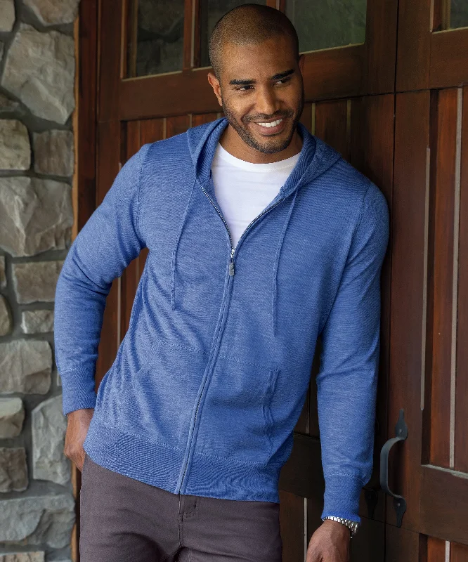 Regular Fit Men's Mock - Neck Sweater in Teal with a Side Slit for a Modern Office AttireSignature Ultra Light 100% Merino Wool Full-Zip Hoodie Regular Fit Men's Mock - Neck Sweater in Teal with a Side Slit for a Modern Office AttireSignature Ultra Light 100% Merino Wool Full-Zip Hoodie