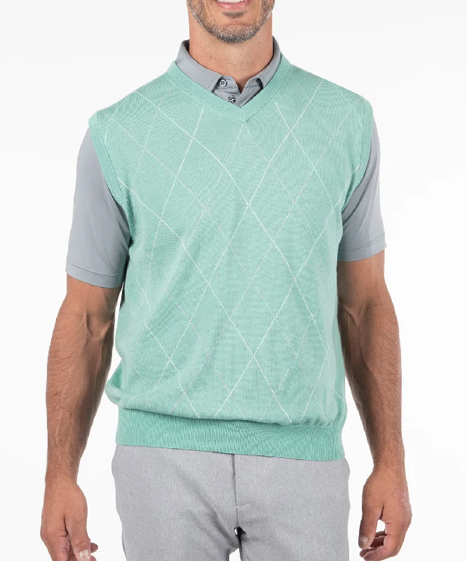 Men's Jacquard Patterned Wool - Acrylic Sweater in Purple for a Sophisticated Autumn OutfitSignature Merino Argyle V-Neck Vest Men's Jacquard Patterned Wool - Acrylic Sweater in Purple for a Sophisticated Autumn OutfitSignature Merino Argyle V-Neck Vest