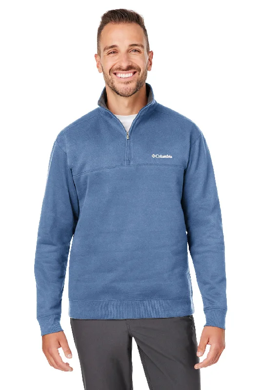 Regular Fit Men's Mock - Neck Sweater in Teal with a Side Slit for a Modern Office AttireColumbia Mens Hart Mountain Long Sleeve 1/4 Zip Sweater - Heather Carbon Blue