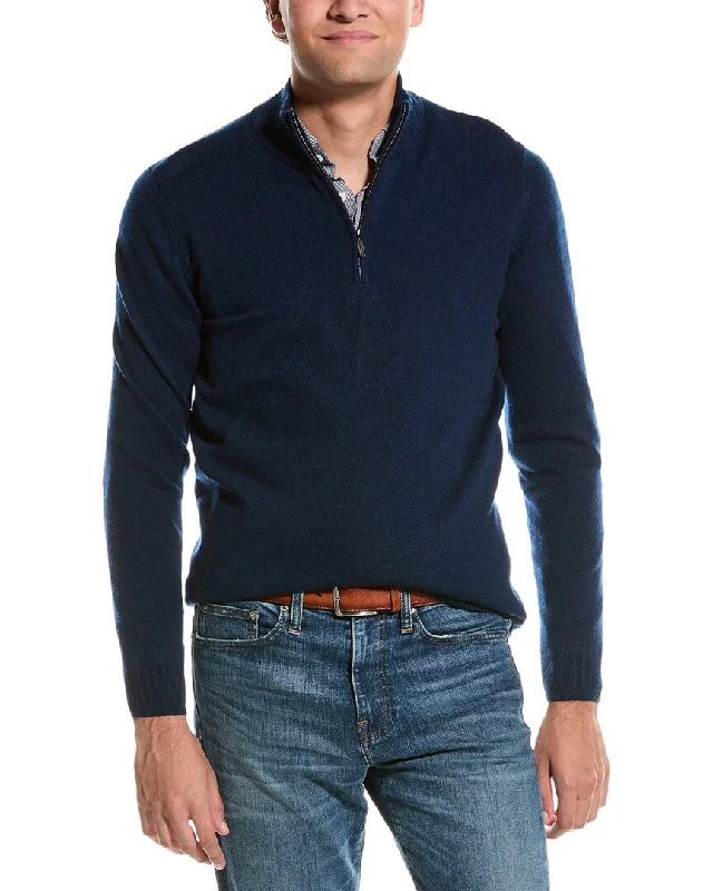 Slim Fit Men's Long - Sleeve Cotton - Linen Blend Sweater in Beige for a Summer Casual LookForte Cashmere Mock Neck Cashmere 1/4-Zip Sweater Slim Fit Men's Long - Sleeve Cotton - Linen Blend Sweater in Beige for a Summer Casual LookForte Cashmere Mock Neck Cashmere 1/4-Zip Sweater
