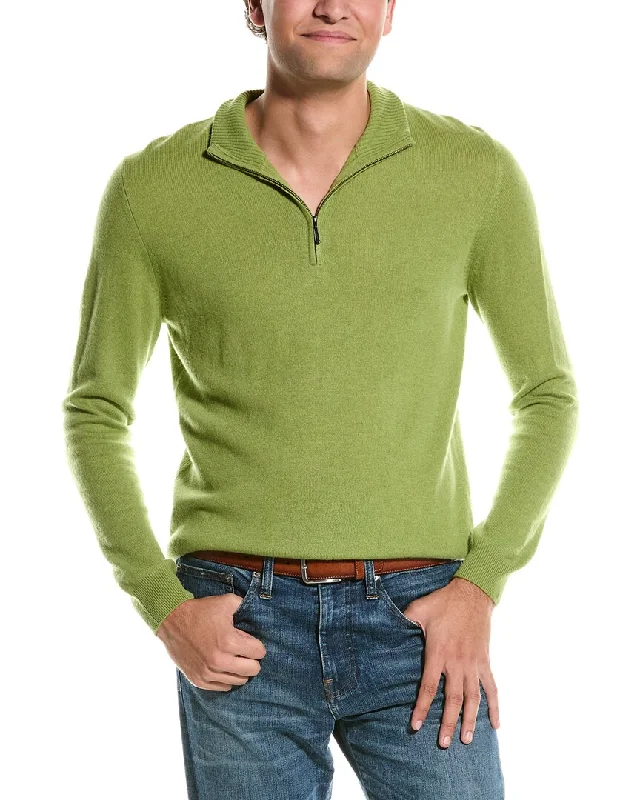 Plus Size Men's Pocket - Detail Sweater in Olive Green for a Practical and Fashionable Everyday WearForte Quarter Zip Cashmere Pullover Plus Size Men's Pocket - Detail Sweater in Olive Green for a Practical and Fashionable Everyday WearForte Quarter Zip Cashmere Pullover