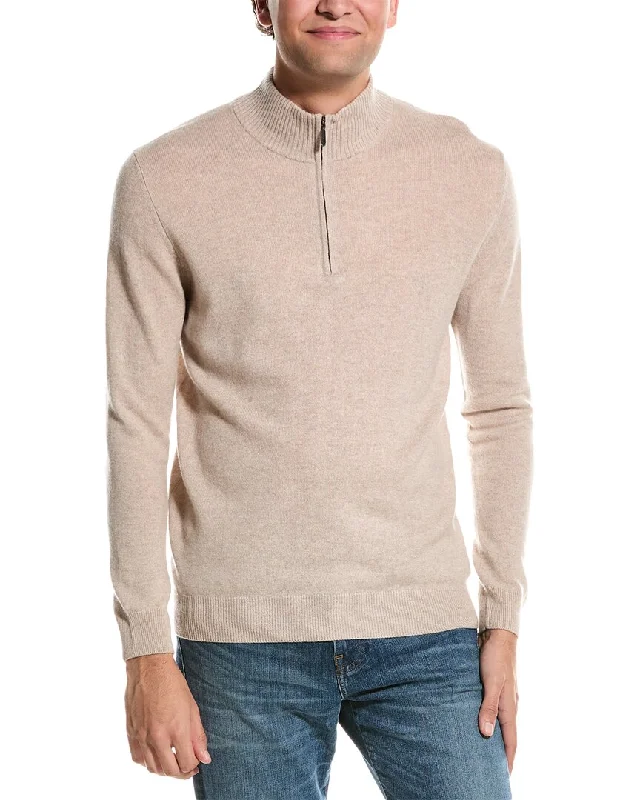 Regular Fit Men's Mock - Neck Sweater in Teal with a Side Slit for a Modern Office AttireForte Quarter Zip Cashmere Sweater Regular Fit Men's Mock - Neck Sweater in Teal with a Side Slit for a Modern Office AttireForte Quarter Zip Cashmere Sweater