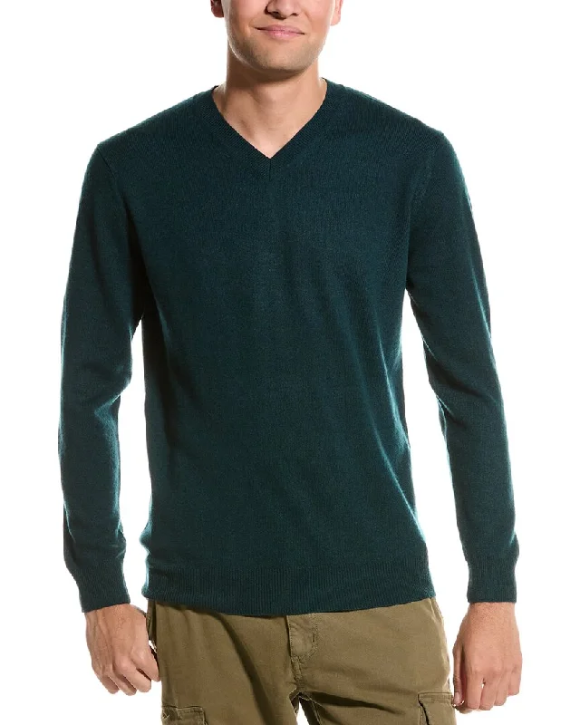 Men's Fringe - Trimmed Boho - Style Sweater in Beige for a Music Festival VibeForte V-Neck Cashmere Sweater Men's Fringe - Trimmed Boho - Style Sweater in Beige for a Music Festival VibeForte V-Neck Cashmere Sweater