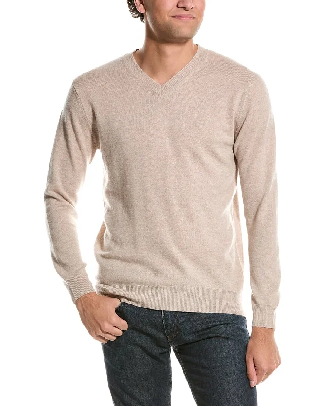 Men's Jacquard Patterned Wool - Acrylic Sweater in Purple for a Sophisticated Autumn OutfitForte V-Neck Cashmere Sweater