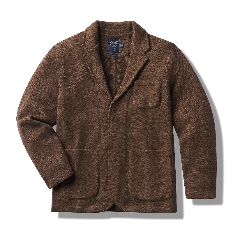 Men's Zip - Up Fleece - Lined Sweater in Black with Thumbholes for Outdoor Winter ActivitiesHoratio Jacquard Swacket - Tenerife Brown Men's Zip - Up Fleece - Lined Sweater in Black with Thumbholes for Outdoor Winter ActivitiesHoratio Jacquard Swacket - Tenerife Brown