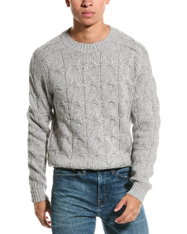Plus Size Men's Distressed Denim - Look Sweater in Blue for a Trendy and Edgy StyleKier+J Cable Wool & Cashmere-Blend Crewneck Sweater Plus Size Men's Distressed Denim - Look Sweater in Blue for a Trendy and Edgy StyleKier+J Cable Wool & Cashmere-Blend Crewneck Sweater
