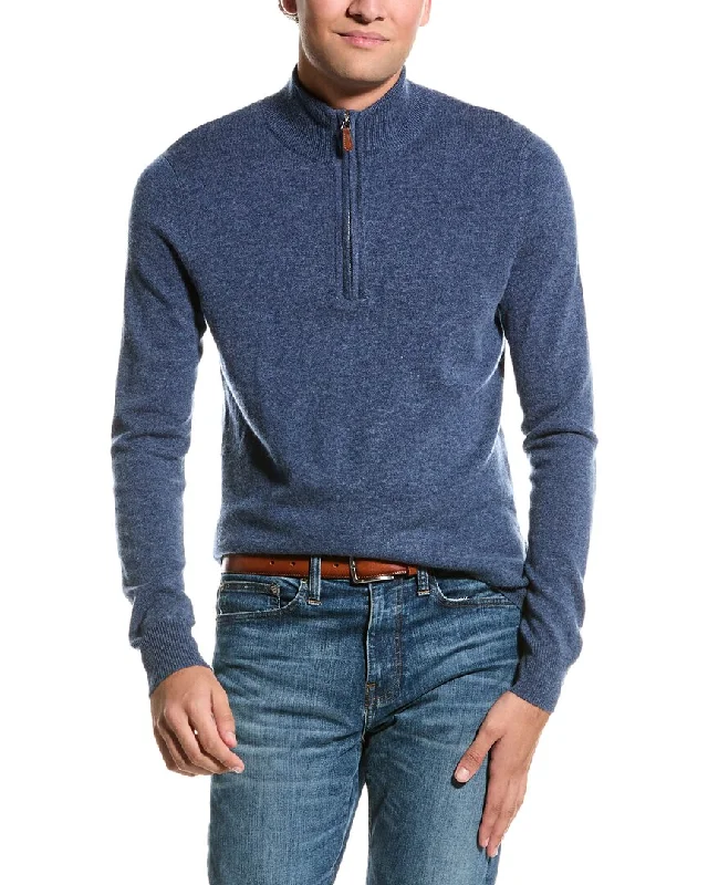 Men's Zip - Up Fleece - Lined Sweater in Black with Thumbholes for Outdoor Winter ActivitiesKier+J Quarter Zip Wool & Cashmere-Blend Sweater Men's Zip - Up Fleece - Lined Sweater in Black with Thumbholes for Outdoor Winter ActivitiesKier+J Quarter Zip Wool & Cashmere-Blend Sweater