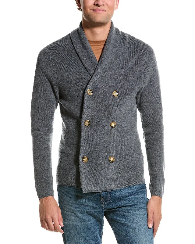 Plus Size Men's Open - Front Cardigan Sweater in Burgundy with Buttons for a Stylish LayerKier+J Wool Cardigan