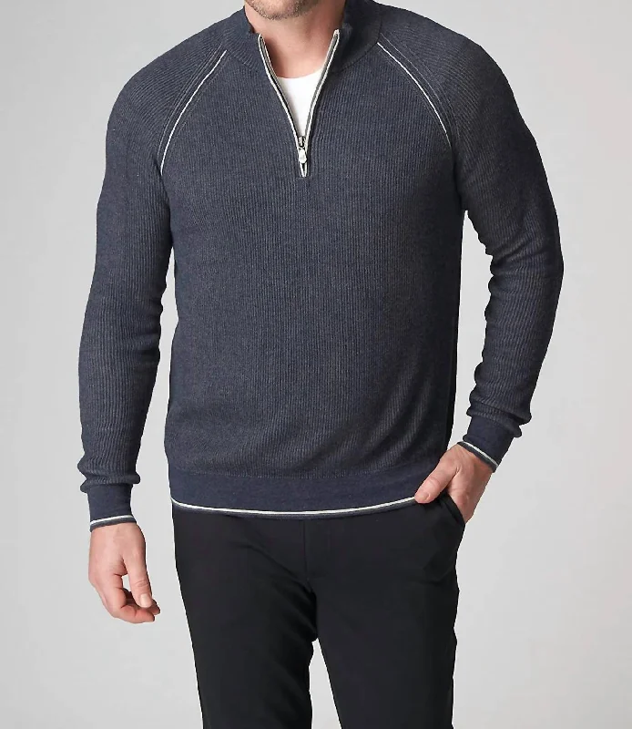 Men's Chunky Knit Fair Isle Patterned Wool Sweater in Multicolor for a Festive Holiday OutfitLong Sleeve English Rib Zip Mock Sweater In Midnight Men's Chunky Knit Fair Isle Patterned Wool Sweater in Multicolor for a Festive Holiday OutfitLong Sleeve English Rib Zip Mock Sweater In Midnight