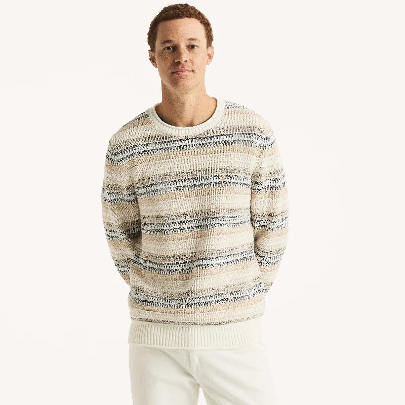 Men's Embroidered Floral Patterned Silk - Blend Sweater in Cream for a Spring - Inspired LookNautica Mens Striped Crewneck Sweater Men's Embroidered Floral Patterned Silk - Blend Sweater in Cream for a Spring - Inspired LookNautica Mens Striped Crewneck Sweater