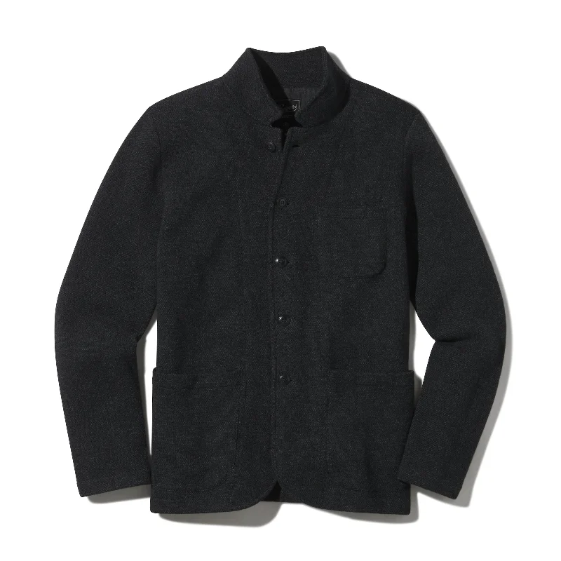 Regular Fit Men's Heathered Knit Sweater in Charcoal for a Laid - Back Weekend LookNelson Jacquard Swacket - Charcoal Marl