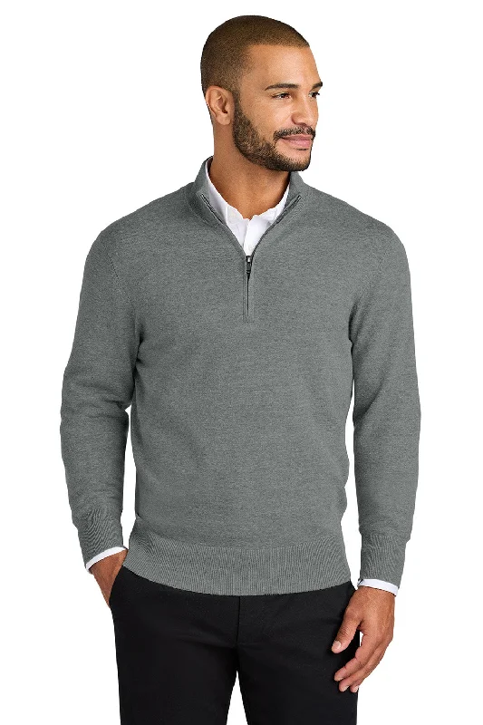 Men's Zip - Up Fleece - Lined Sweater in Black with Thumbholes for Outdoor Winter ActivitiesPort Authority Mens Easy Care Long Sleeve 1/4 Zip Sweater - Heather Medium Grey - COMING SOON Men's Zip - Up Fleece - Lined Sweater in Black with Thumbholes for Outdoor Winter ActivitiesPort Authority Mens Easy Care Long Sleeve 1/4 Zip Sweater - Heather Medium Grey - COMING SOON