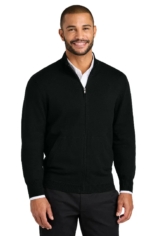 Men's Sequined Trimmed Sweater in Gold for a Glamorous New Year's PartyPort Authority Mens Easy Care Long Sleeve Full Zip Sweater w/ Pockets - Deep Black - COMING SOON