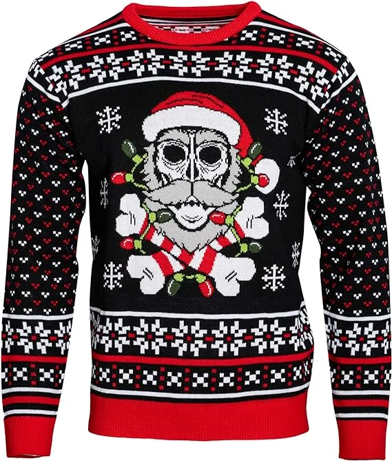 Men's Jacquard Patterned Wool - Acrylic Sweater in Purple for a Sophisticated Autumn OutfitSkull Santa Claus Bones Lights Ugly Christmas Sweater Men's Jacquard Patterned Wool - Acrylic Sweater in Purple for a Sophisticated Autumn OutfitSkull Santa Claus Bones Lights Ugly Christmas Sweater