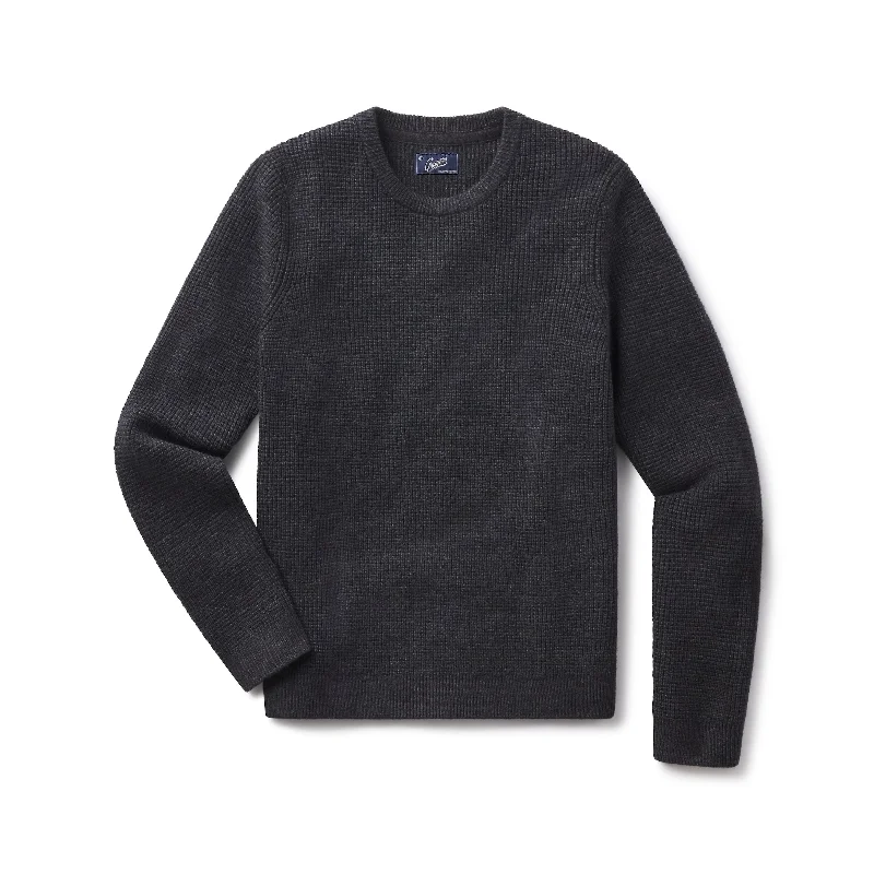 Plus Size Men's Open - Front Cardigan Sweater in Burgundy with Buttons for a Stylish LayerWaffle Stitch Crew Sweater - Charcoal Plus Size Men's Open - Front Cardigan Sweater in Burgundy with Buttons for a Stylish LayerWaffle Stitch Crew Sweater - Charcoal