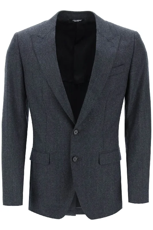 Slim - fit men coats in navy blue for a classic and sophisticated appearanceDolce & Gabbana Men's "Single-Breasted Flannel Slim - fit men coats in navy blue for a classic and sophisticated appearanceDolce & Gabbana Men's "Single-Breasted Flannel
