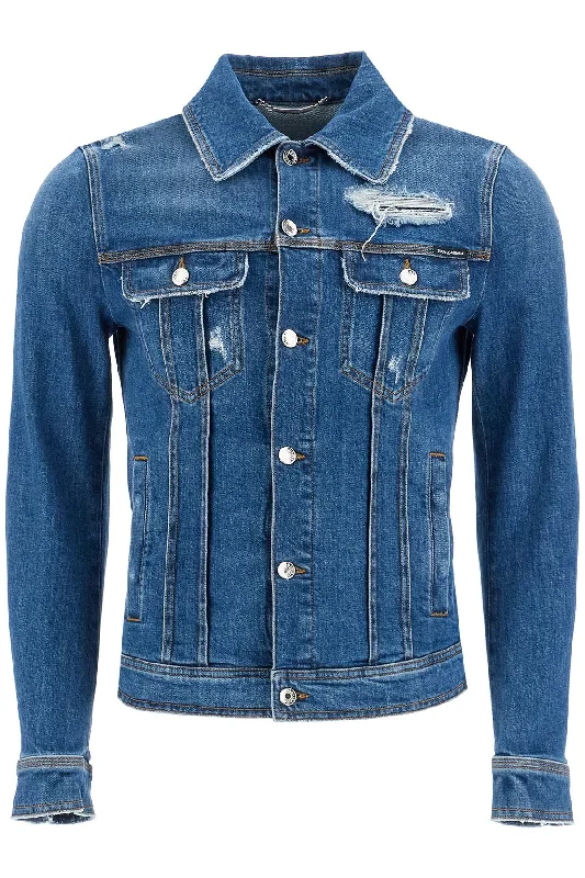 Men coats with a water - resistant finish for light rain and splashesDolce & Gabbana Men's Stretch blue Jacket