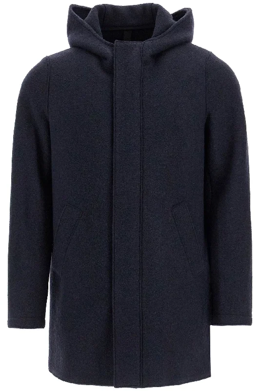 Men coats with a contrasting trim for a fashion - forward aestheticHarris Wharf London Men's Hooded Wool Coat In Boiled Wool Men coats with a contrasting trim for a fashion - forward aestheticHarris Wharf London Men's Hooded Wool Coat In Boiled Wool
