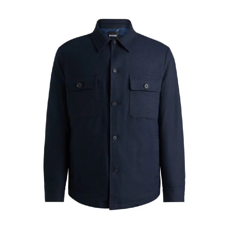 Men coats with a stand - up collar for a sleek and modern lookRelaxed-fit overshirt in padded brushed flannel Men coats with a stand - up collar for a sleek and modern lookRelaxed-fit overshirt in padded brushed flannel