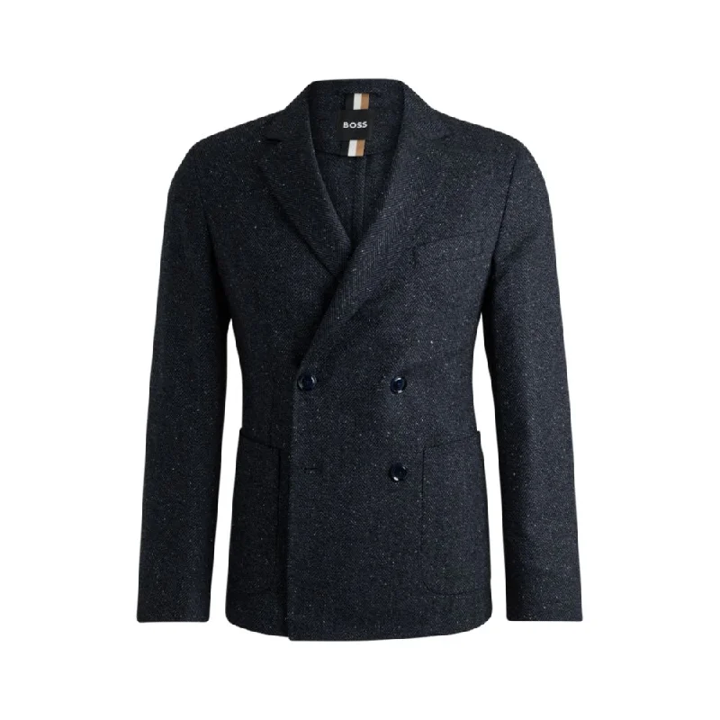 Men coats with a quick - drying feature for active lifestylesSlim-fit jacket in a herringbone wool blend