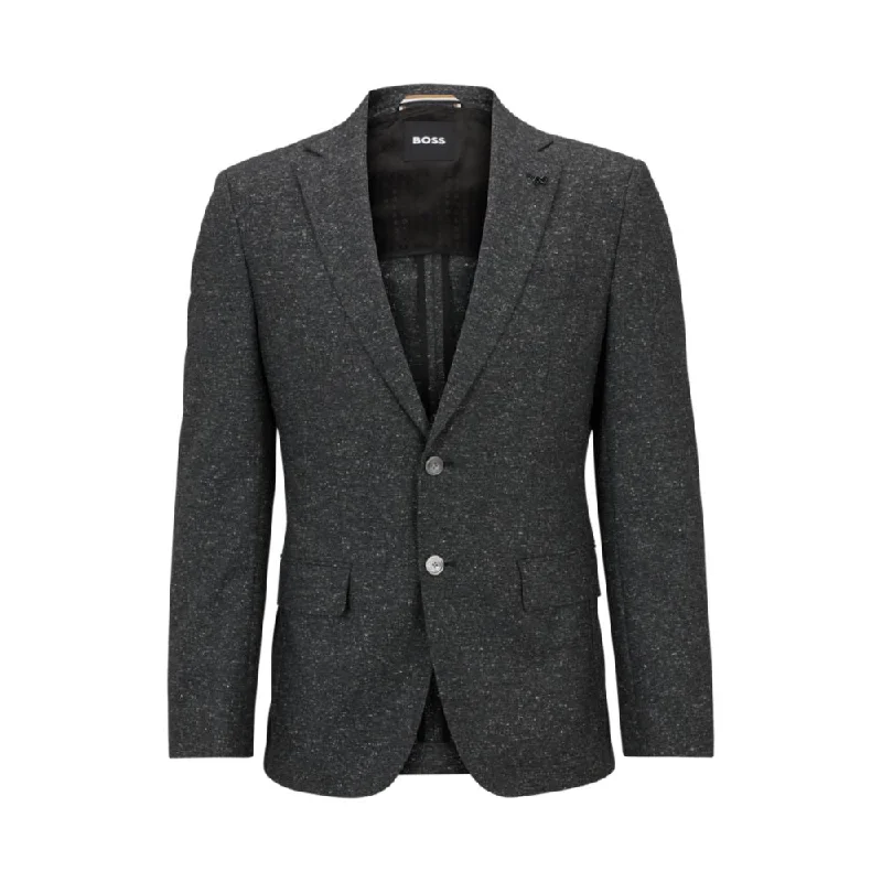 Long - line men coats reaching below the knee for maximum coverageSlim-fit jacket in a micro-pattern wool blend Long - line men coats reaching below the knee for maximum coverageSlim-fit jacket in a micro-pattern wool blend