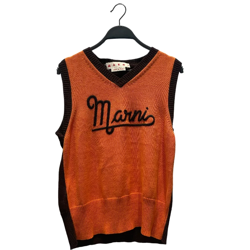 Slim - fit men vest for formal occasions with a modern cutSlim - fit men vest for formal occasions with a modern cutMARNI/Knitted Vest/44/Graphic/MLT/cursive logo brw/org Slim - fit men vest for formal occasions with a modern cutSlim - fit men vest for formal occasions with a modern cutMARNI/Knitted Vest/44/Graphic/MLT/cursive logo brw/org