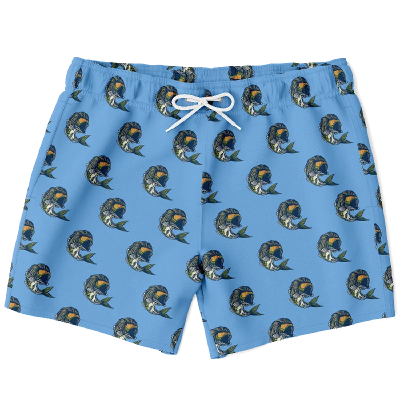 Men's Swim Shorts in Slim - Fit Design for a Modern and Sleek LookBass Mullet Men's Swim Trunks - Blue Men's Swim Shorts in Slim - Fit Design for a Modern and Sleek LookBass Mullet Men's Swim Trunks - Blue