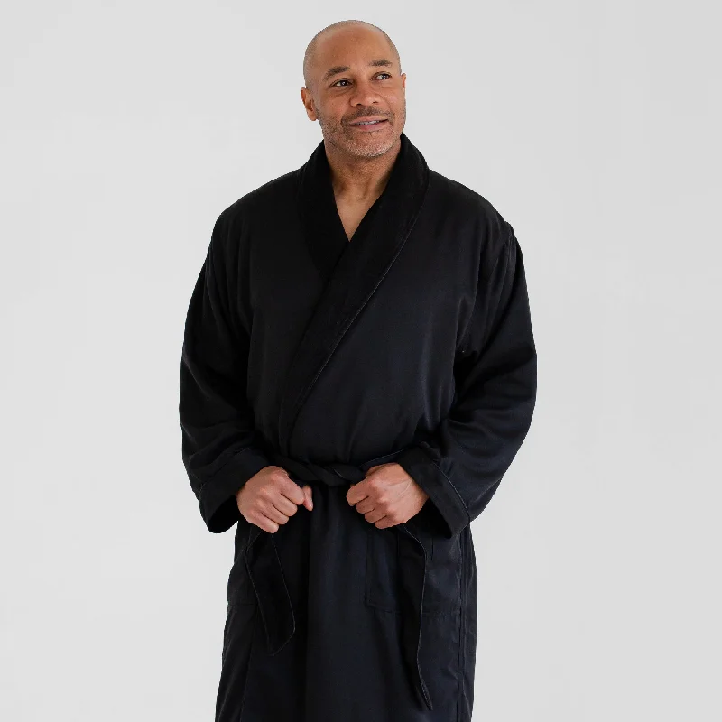 Men's robes with a toggle - closure system​Classic Terry Cloth Spa Robe - Black