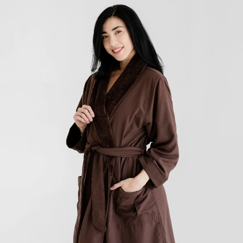 Men's beach robes with a quick - drying fabric​Deluxe Plush Spa Robe - Espresso