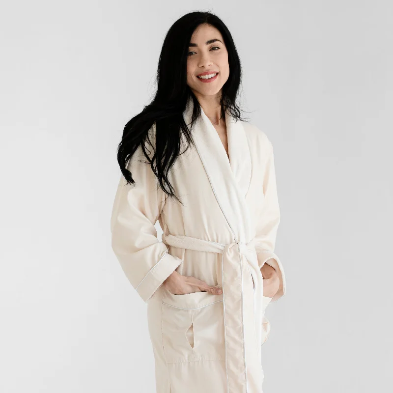 Men's beach robes with a quick - drying fabric​Deluxe Plush Spa Robe - Ivory