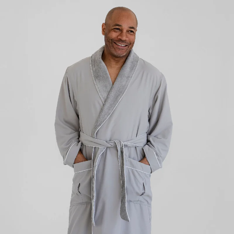Men's sleep robes with a relaxed fit​Deluxe Plush Spa Robe - Light Grey