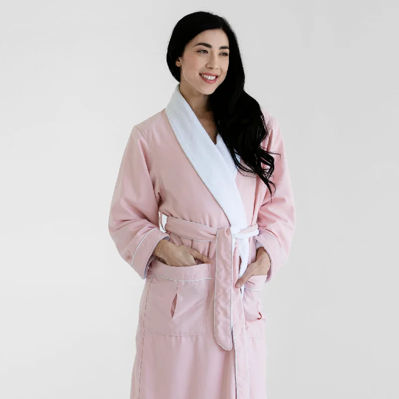 Men's hooded robes for outdoor relaxation​Deluxe Plush Spa Robe - Rose