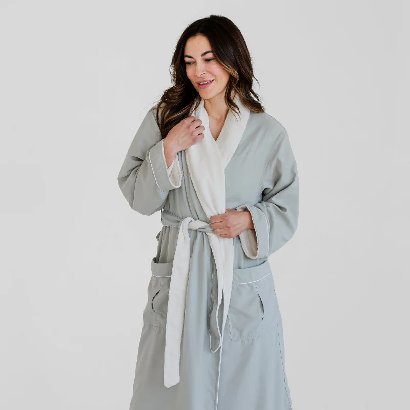 Men's flannel robes in plaid patterns​Deluxe Plush Spa Robe - Sage Green