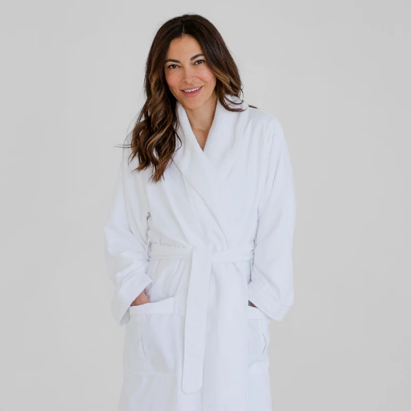 Men's kimono - style robes with a traditional design​Deluxe Plush Spa Robe - White