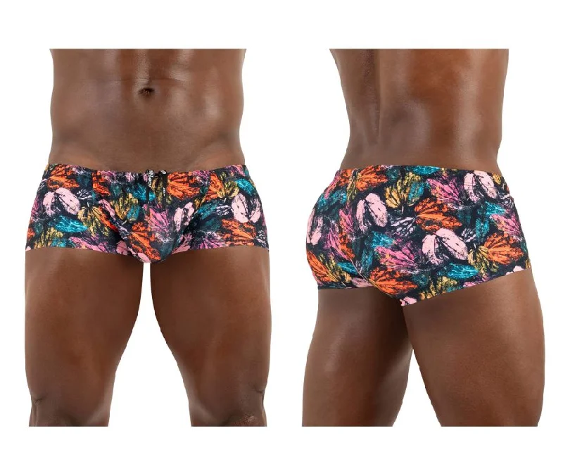 Men's Retro - Style Swim Shorts with Striped Patterns for a Nostalgic Beach VibeErgoWear EW1696 FEEL SW Swim Trunks Color Pink Leaves Men's Retro - Style Swim Shorts with Striped Patterns for a Nostalgic Beach VibeErgoWear EW1696 FEEL SW Swim Trunks Color Pink Leaves