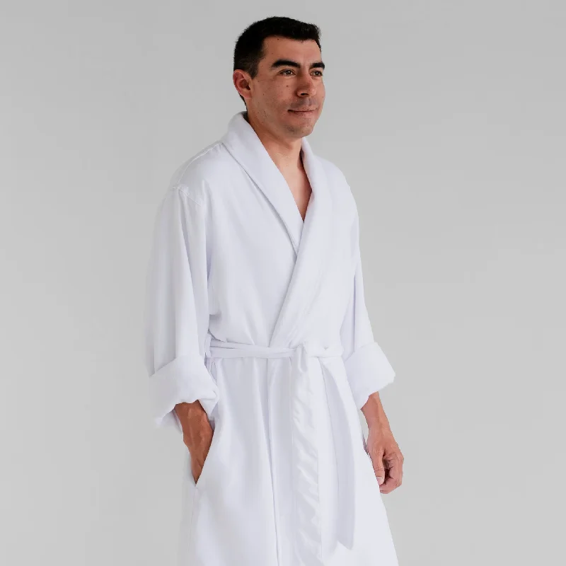 Men's robes with a lightweight shell​Essential Terry Cloth Spa Robe - White