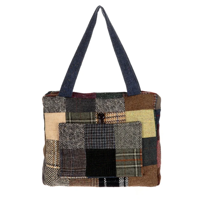Men vest with a mandarin collar for a sophisticated appearanceJessi Patchwork Tweed Bag Men vest with a mandarin collar for a sophisticated appearanceJessi Patchwork Tweed Bag
