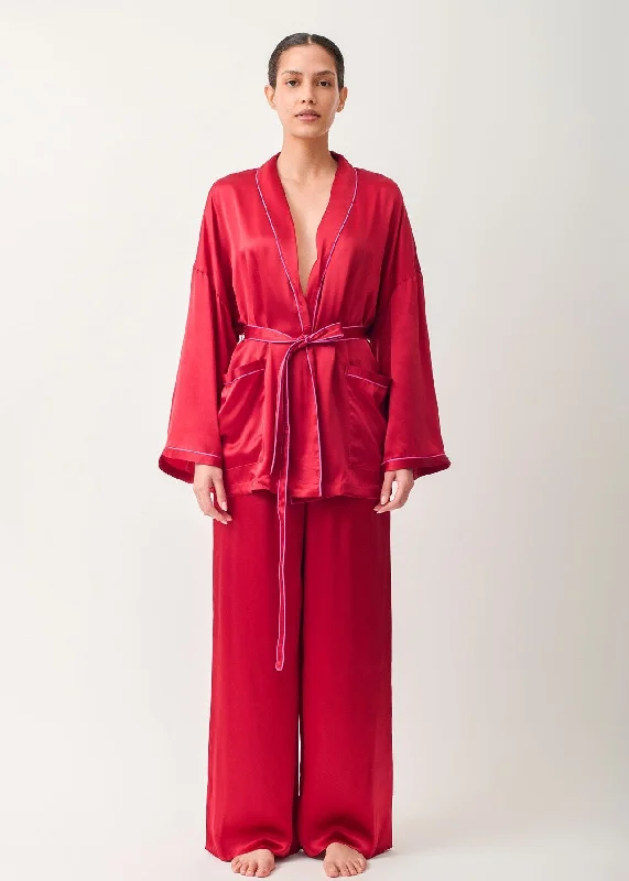 Men's robes with a button - down front​Joy Washable Silk Wrap Robe Top