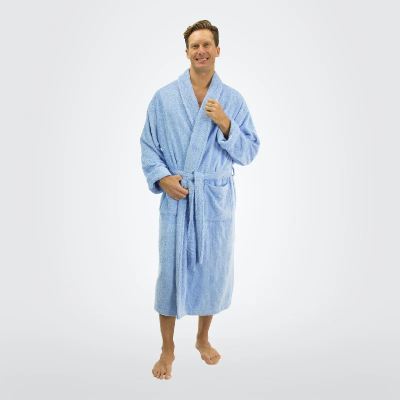 Men's robes with a detachable belt​Men's Bamboo Shawl Collar Bathrobe