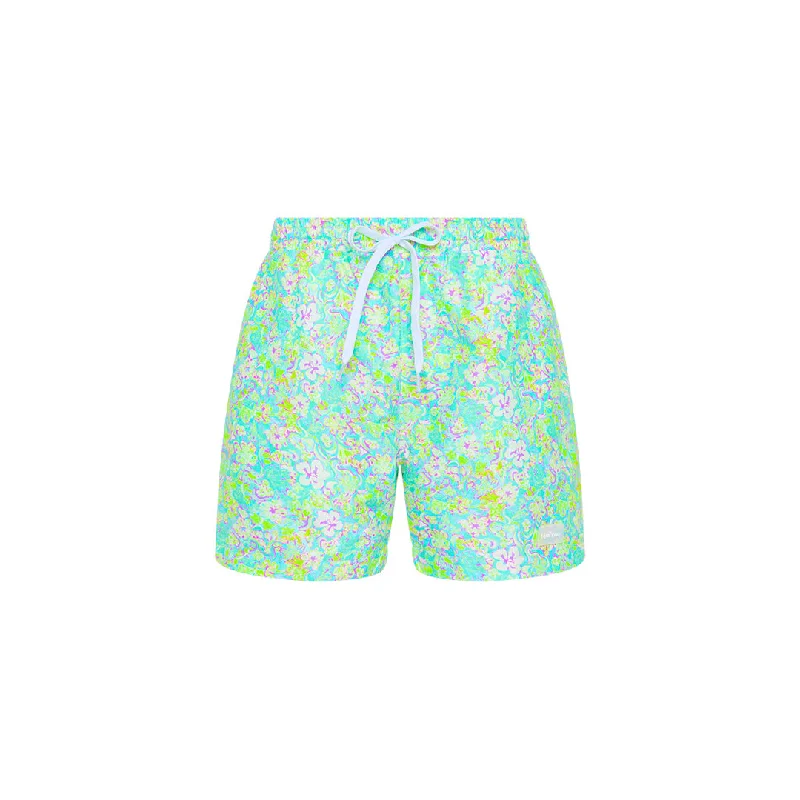 Men's Swim Shorts with Reflective Trim for Safety during Nighttime SwimmingMen's Swim Trunks - Hibiscus Fizz Men's Swim Shorts with Reflective Trim for Safety during Nighttime SwimmingMen's Swim Trunks - Hibiscus Fizz