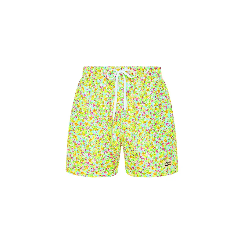 Men's Printed Floral Pattern Swim Shorts in Bright Colors for a Tropical Vacation LookMen's Swim Trunks - Wild Flower Men's Printed Floral Pattern Swim Shorts in Bright Colors for a Tropical Vacation LookMen's Swim Trunks - Wild Flower