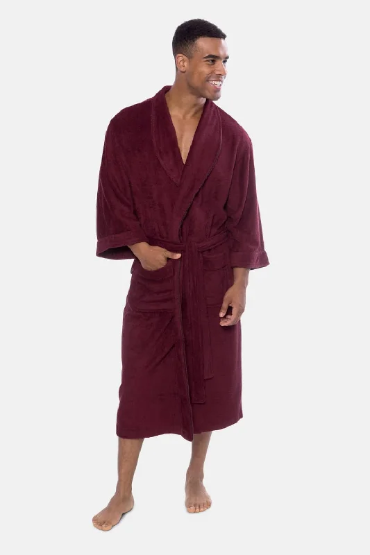 Men's robes with a faux fur trim​Texere Men's Terry Cloth Bathrobe