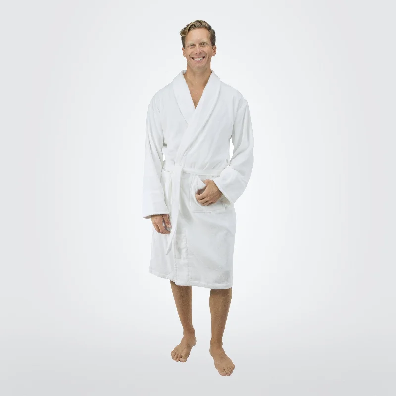 Men's robes with a stretch - fabric constructionMen's Terry Velour Shawl Collar Bathrobe Men's robes with a stretch - fabric constructionMen's Terry Velour Shawl Collar Bathrobe