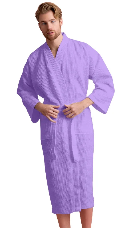 Men's robes made from organic materials​Men's Waffle Kimono Lavendar Robe