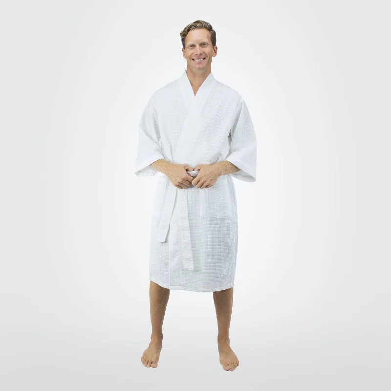 Men's robes with a drawstring waist for adjustabilityMen's Waffle Weave Kimono Robe Men's robes with a drawstring waist for adjustabilityMen's Waffle Weave Kimono Robe