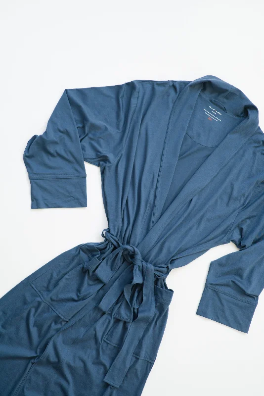 Men's robes with a detachable belt​100% Peruvian Pima Cotton Denim Blue Robe