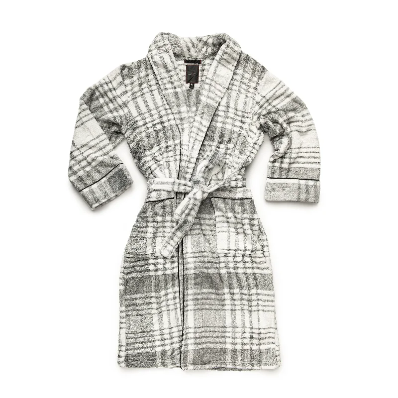 Men's robes with a thermal - regulating fabric​Plush Jumbo Plaid Robe in Grey