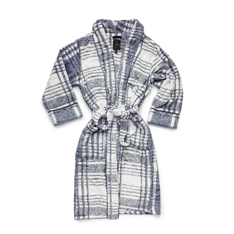 Men's robes with a military - inspired style​Plush Jumbo Plaid Robe in Navy